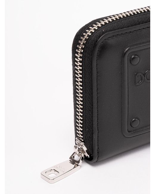 Dolce & Gabbana Black Small Zip-Around Wallet With Raised Logo for men
