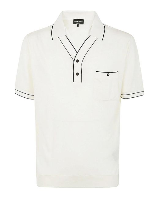 Giorgio Armani White Short Sleeves Polo for men