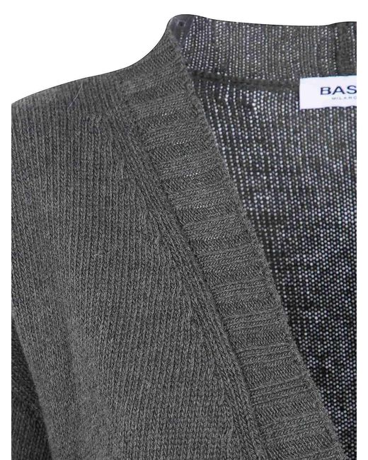 Base London Gray V Neck Cardigan Sweater