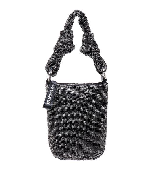 Karl Lagerfeld Black Handbag With All-over Rhinestones