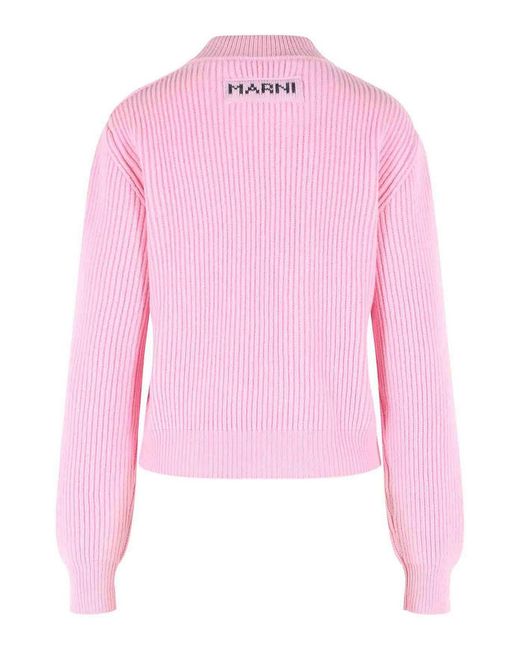 Marni Pink Virgin Wool And Cashmere Sweater