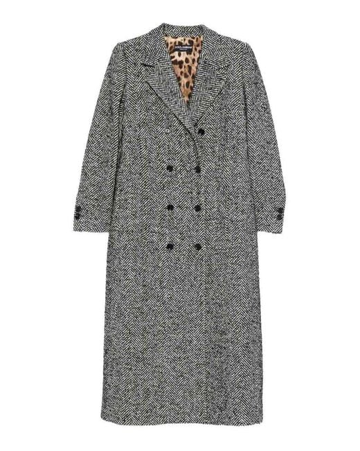 Dolce & Gabbana Gray Dolce & Gabbana Wool Double-Breasted Coat