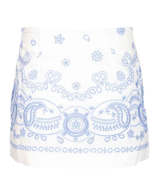 Self-Portrait White Linen Shorts
