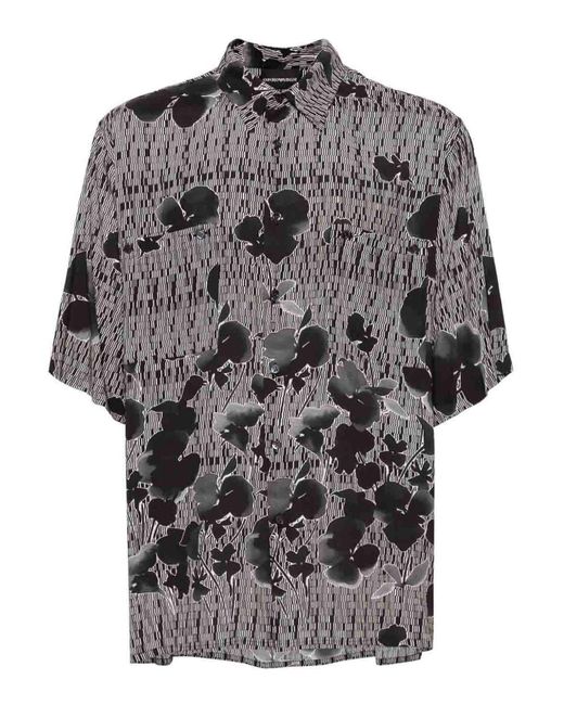 Emporio Armani Gray Printed Shirt for men