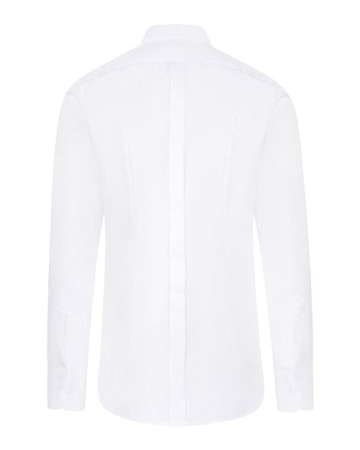 Dolce & Gabbana White Cotton Shirt With Frontal Plastron for men