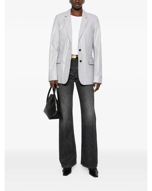 Desa Nineteenseventytwo Gray Leather Classic Blazer