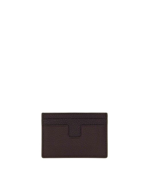 Tom Ford White Logo Leather Cardholder for men