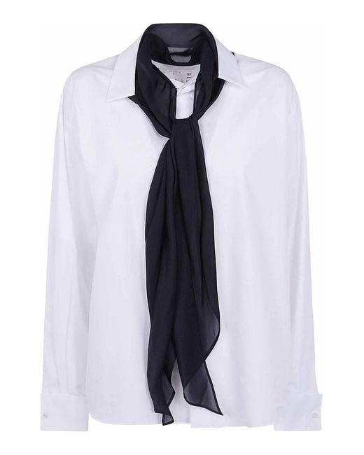 Sacai Blue Poplin Shirt With Satin Tie
