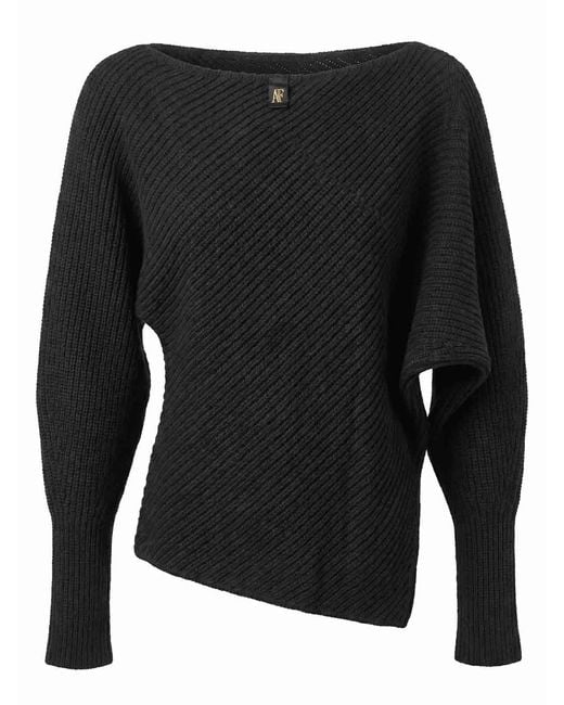 Alberta Ferretti Black Wide Boat-Neck Sweater