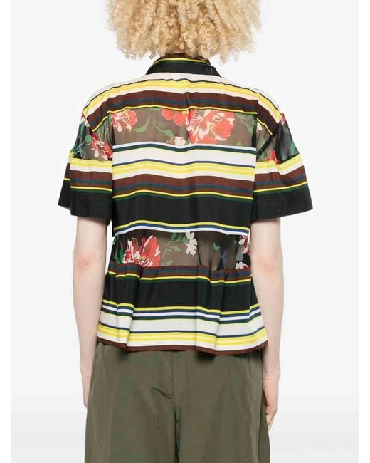 Sacai Green Pattern Mix Shirt