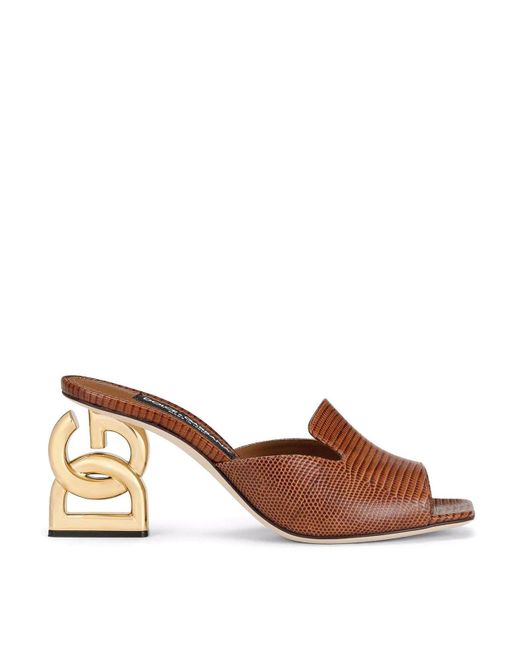 Dolce & Gabbana Brown Logo Sandals