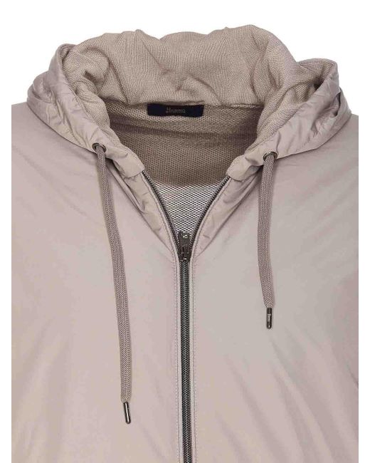 Herno Gray Nylon And Pique Knit Cardigan for men