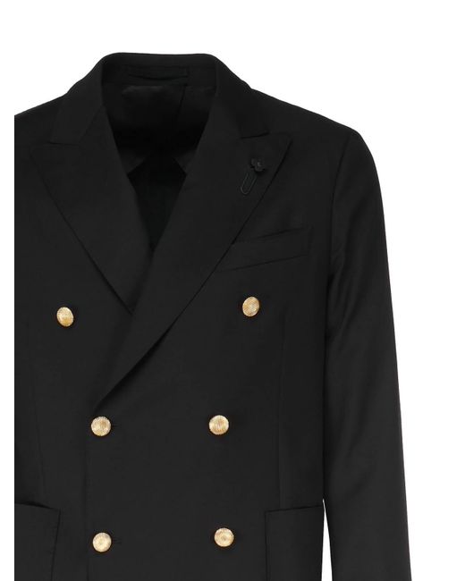 Lardini Black Double-breasted Jacket for men
