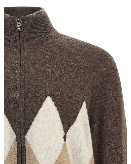 Ballantyne Gray Cardigan Argyle for men