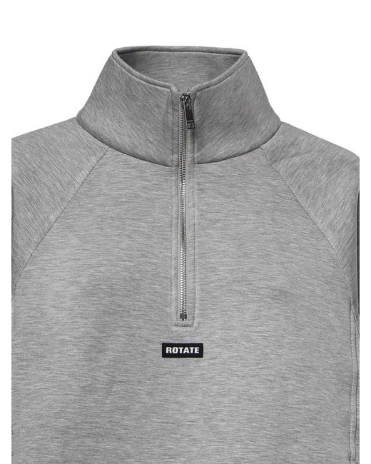 ROTATE BIRGER CHRISTENSEN Gray Half-Zip Scuba Jacket With Logo