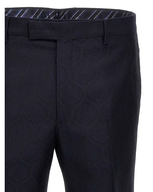 Etro Blue Jacquard Pants for men