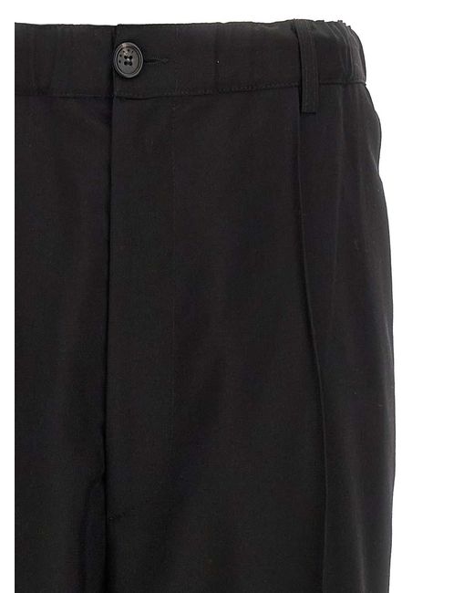 Marni Black Stitched Crease Flared Trousers for men
