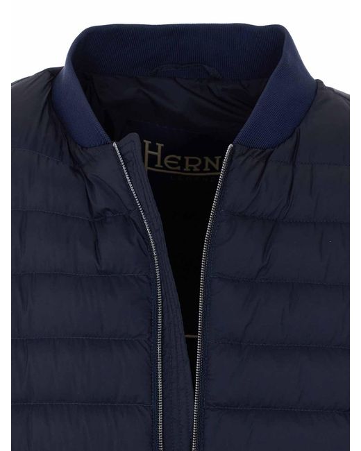 Herno Blue Down Jacket With Frontal Zip Closure for men