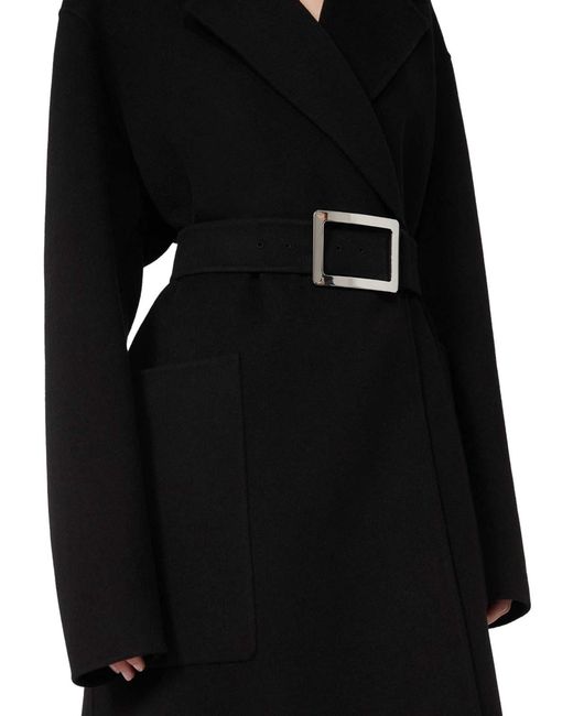 Sportmax Black Pure Wool Robe Coat