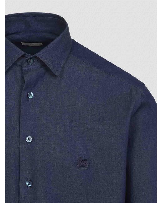 Etro Blue Roma Logo Shirt for men