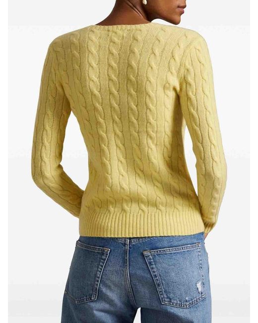 Polo Ralph Lauren Yellow Cable Wool-Cashmere Crewneck Jumper