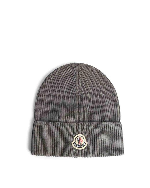 Moncler Gray Tricot Cotton Beanie for men