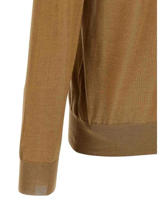 Zanone Brown Virgin Wool Polo Shirt for men