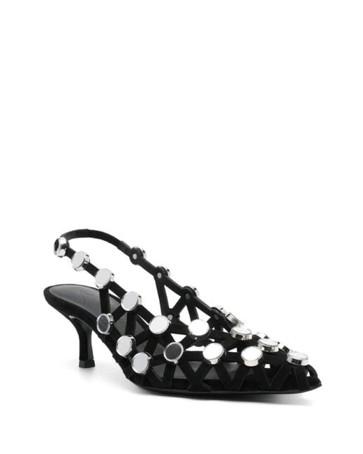 The Attico Black Suede Slingback With Inserts