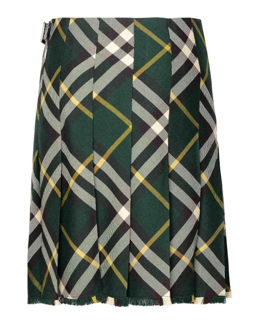 Burberry Green Wool Skirt