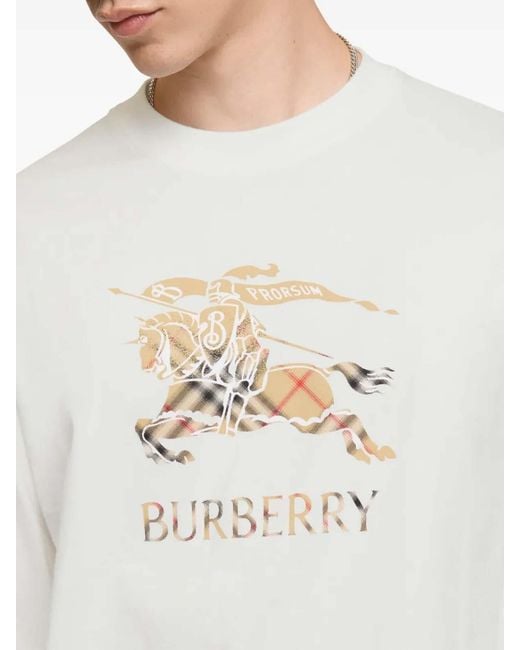 Burberry White Long Sleeve T-Shirt Chalk for men