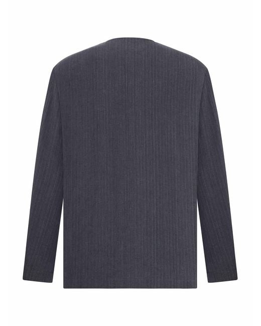 Lardini Blue Pinstriped Linen Korean Jacket for men