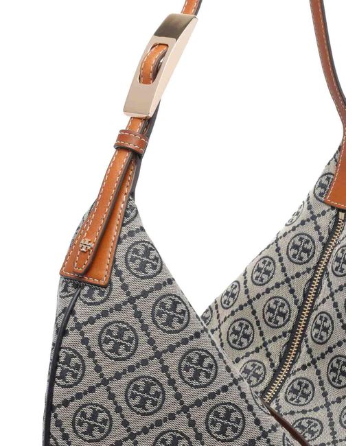 Borsa T Monogram Balloon di Tory Burch in Gray