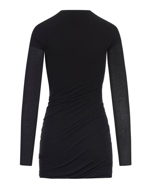 Jil Sander Black Double-Layered Cotton Mini Dress
