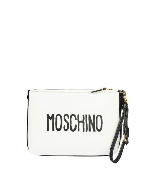 Moschino White It's Better Clutch Bag