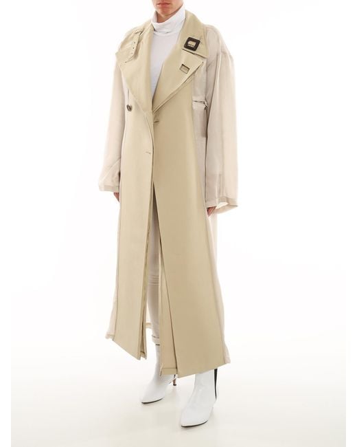 Maison Margiela Natural Cupro Cotton Gabardine Trench Coat