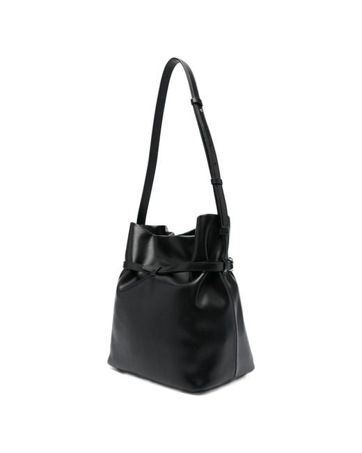 Emporio Armani Black Medium Leather Bucket Bag