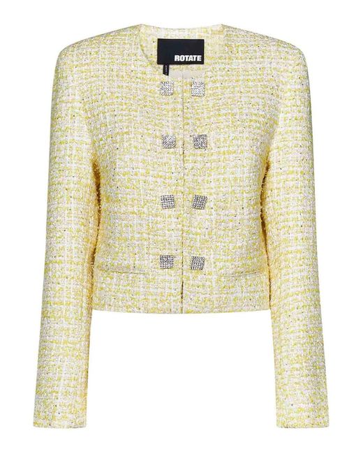 ROTATE BIRGER CHRISTENSEN Metallic Cropped Blazer