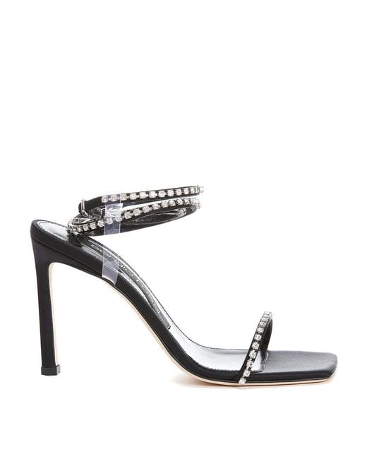 Sergio Rossi White Crystal Detail Sandals