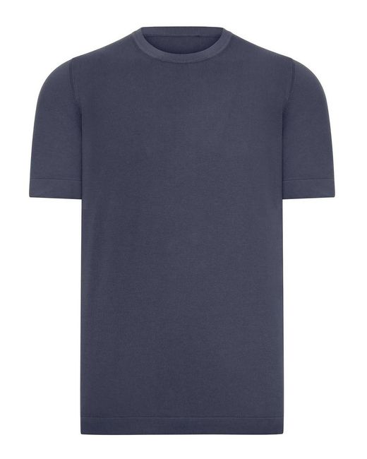 Nome Blue Short-Sleeved Cotton Knitted T-Shirt for men