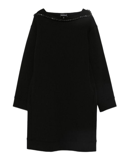 Emporio Armani Black Cotton Blend Short Dress