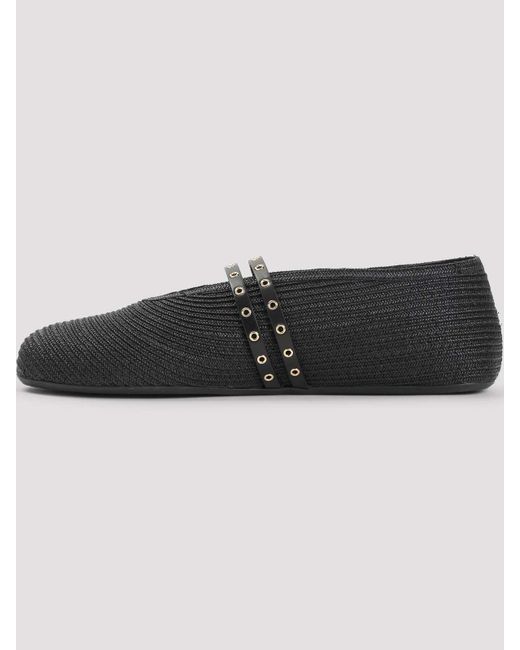 Alaïa Black Paper Straw Ballerinas