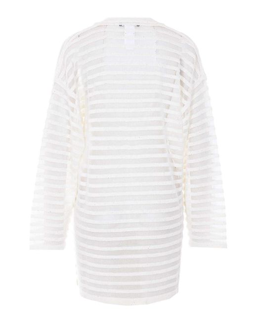 Fabiana Filippi White Cardigan With Frontal Buttons Closure
