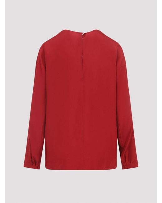 Carven Red Draped Top