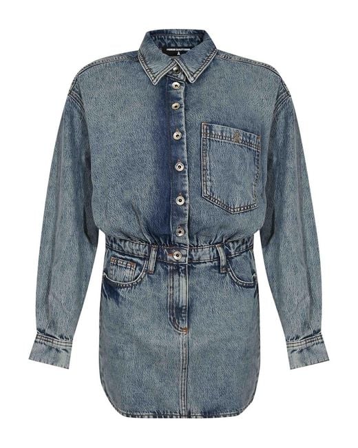 Patrizia Pepe Blue Denim Mini Shirt Dress