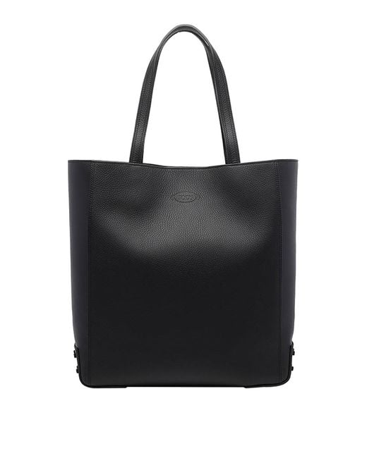 Tod's Black Medium Leather Tote Bag