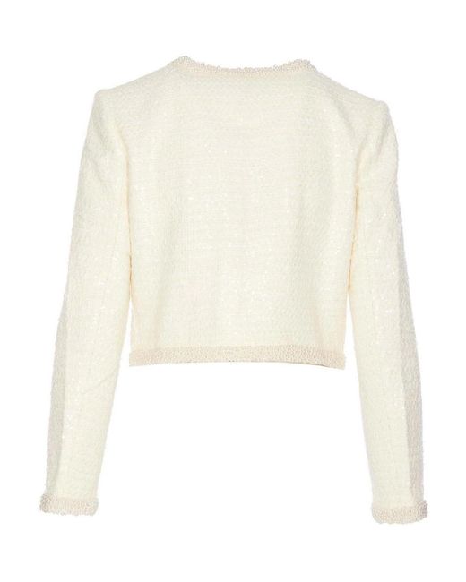 Self-Portrait White Boucle Pearl Jacket