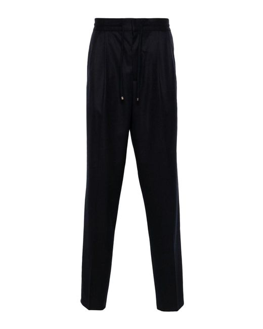 Brunello Cucinelli Black Wool Trousers for men