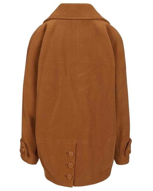 Chloé Brown Short Double-Breasted Wool Coat
