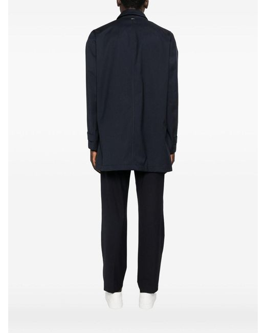 Herno Blue 3 Layers Wool Storm Fabric Raincoat for men