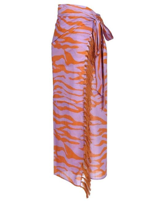 The Attico Red Animal Print Pareo